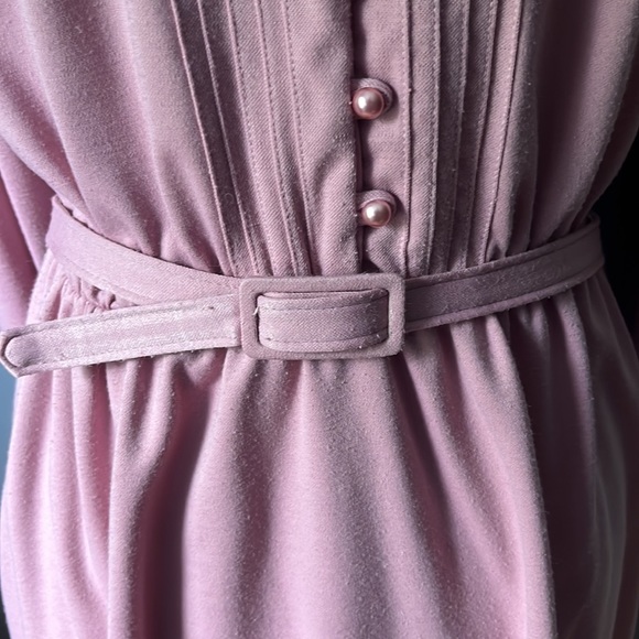 VTG Sunshine Alley Pink Long Sleeve Pearl Button Dress - Picture 6 of 9